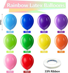 Bezente Assorted Rainbow Latex Balloons