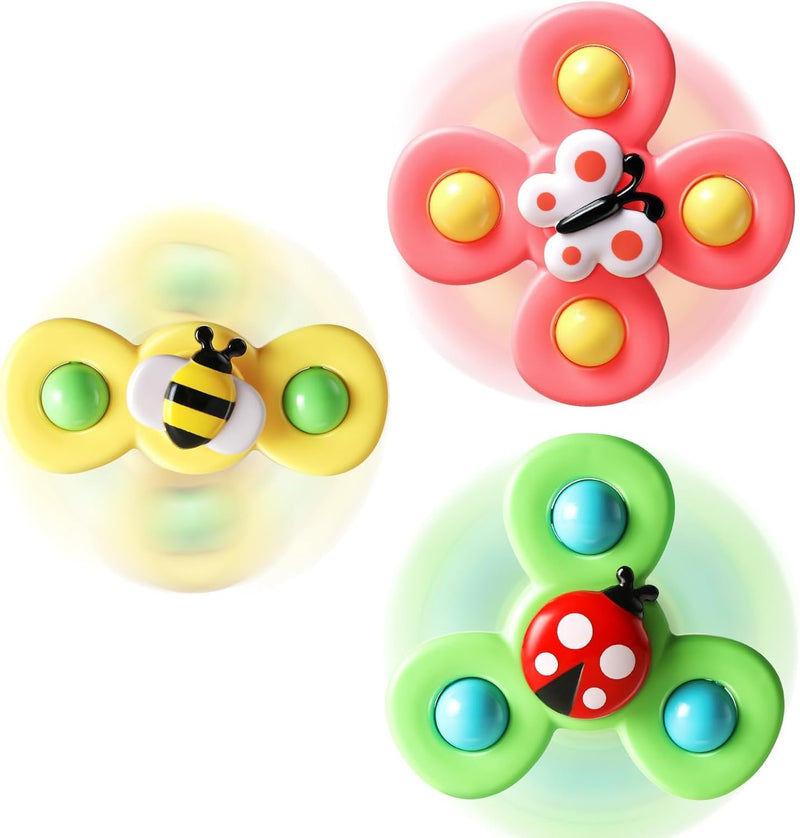 ALASOU 3PCS Suction Cup Spinner Toys for 1 2 Year