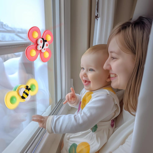 ALASOU 3PCS Suction Cup Spinner Toys for 1 2 Year
