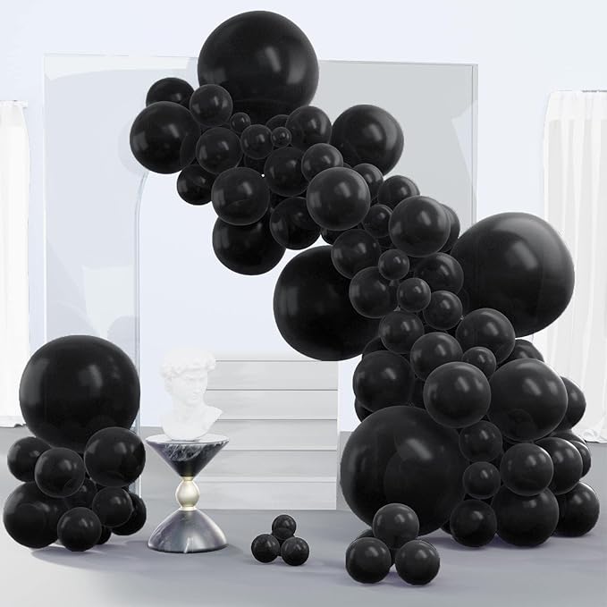 PartyWoo Black Balloons 140 pcs