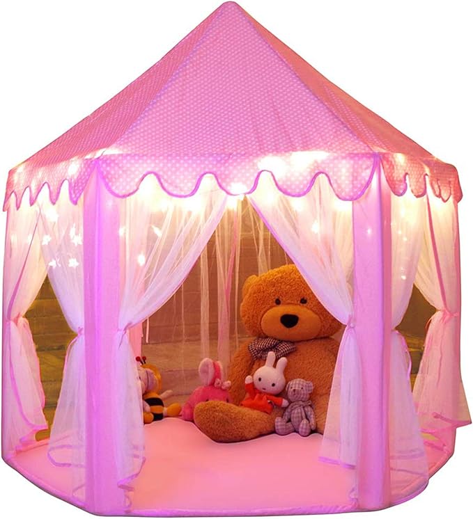 Monobeach Princess Play Tent for Girls with Star Lights, 55" x 53"
