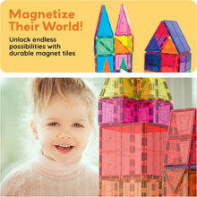 PicassoTiles 60 Piece Set 60pcs Magnet Building Tiles Clear Magnetic 3D Blocks Construction Playboards