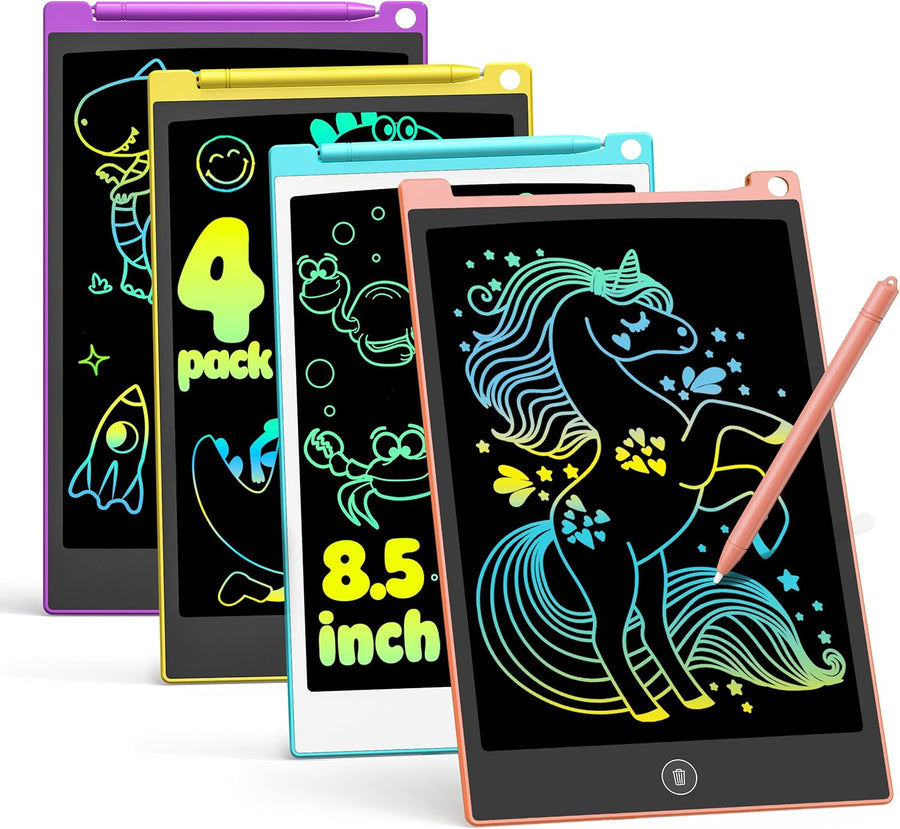 TECJOE 4 Pack LCD Writing Tablet, 8.5 Inch Colorful Drawing Board