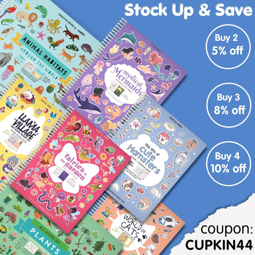 Animals Habitat 500+ Kids Sticker Book by Cupkin Toddler Airplane Travel Activity Coloring and Sticker Book
