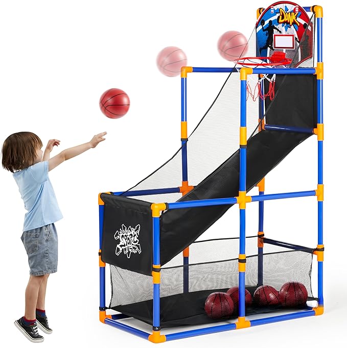 JOYIN Arcade Basketball Game Set with Hoop & 4 Balls for Kids